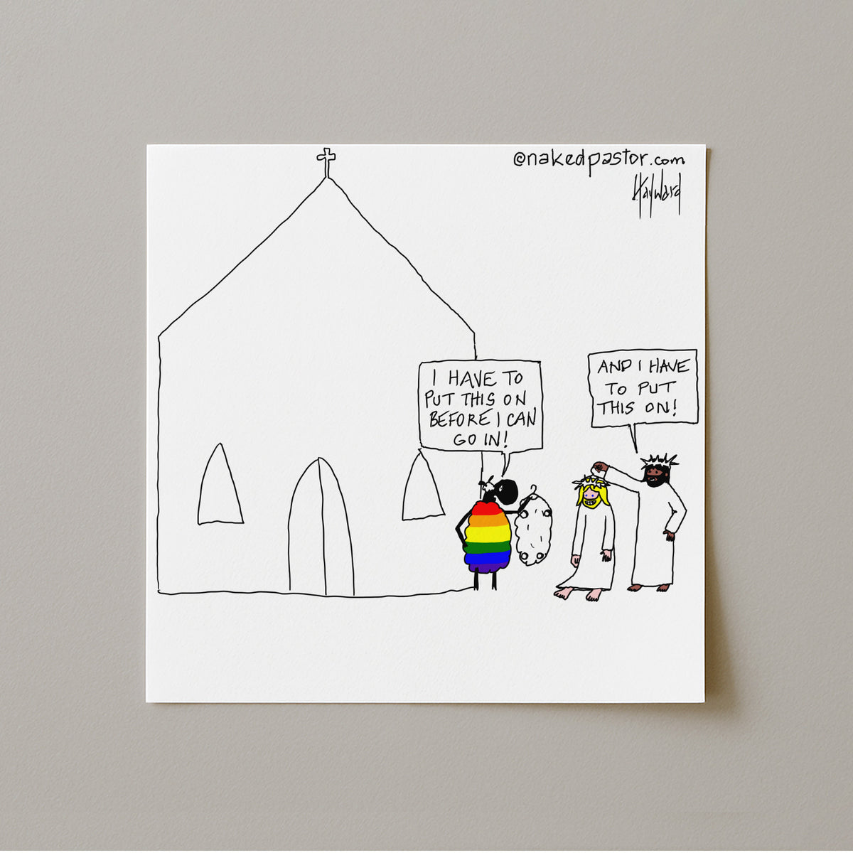Before I Can Go In Cartoon Print-Cartoons-nakedpastor