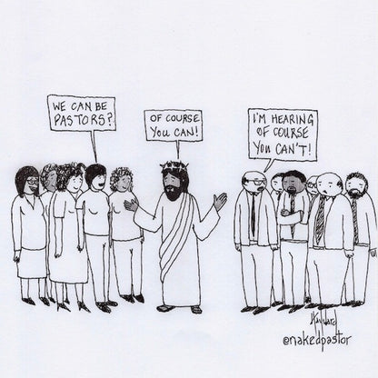 Can Women Be Pastors? Original Cartoon Drawing