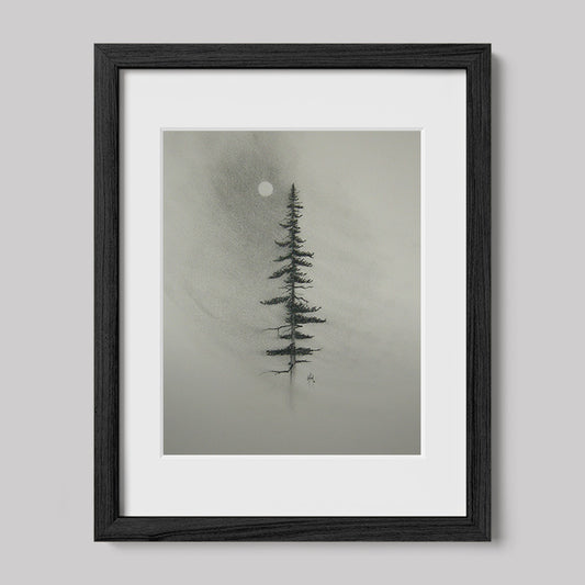 Pine Charcoal Drawing Print