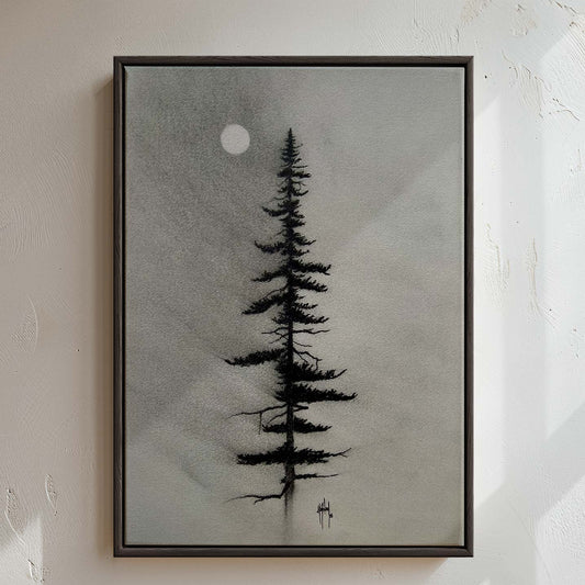 Charcoal Pine Framed Canvas-Canvas-nakedpastor