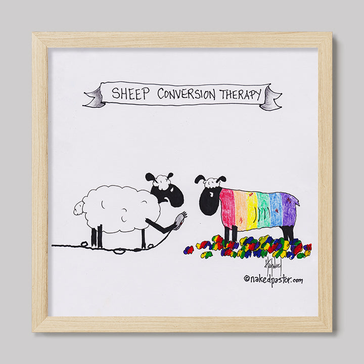 No To Conversion Therapy Sheep Print-Cartoons-nakedpastor