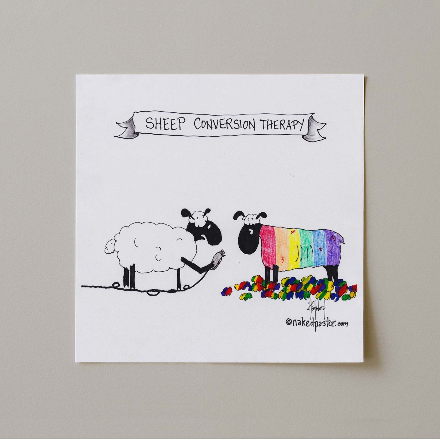 No To Conversion Therapy Sheep Print-Cartoons-nakedpastor