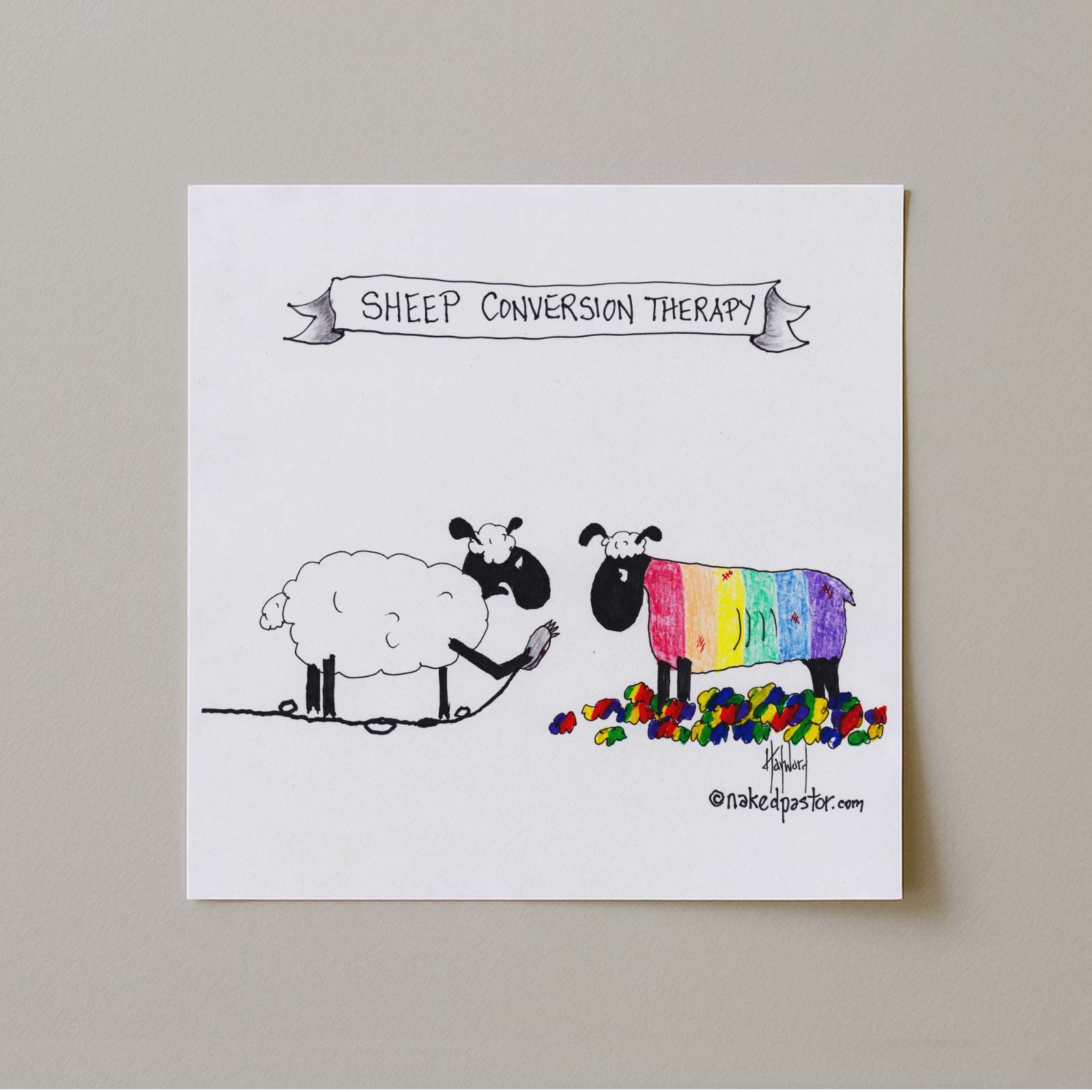 No To Conversion Therapy Sheep Print-Cartoons-nakedpastor