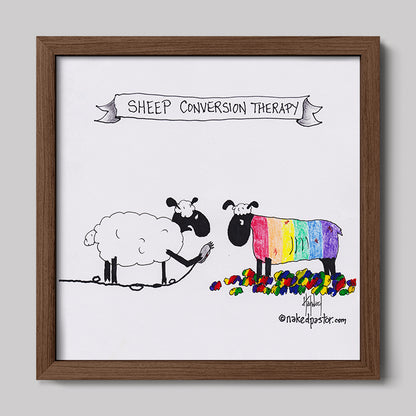 No To Conversion Therapy Sheep Print-Cartoons-nakedpastor