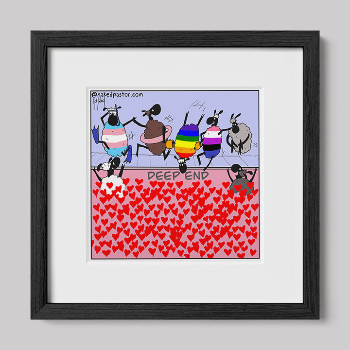 The Deep End of Love Cartoon Print-Cartoons-nakedpastor