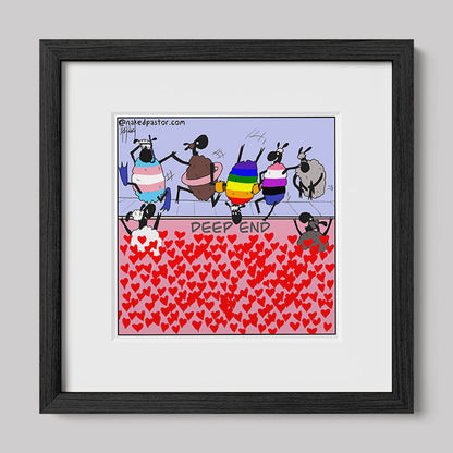 The Deep End of Love Cartoon Print-Cartoons-nakedpastor