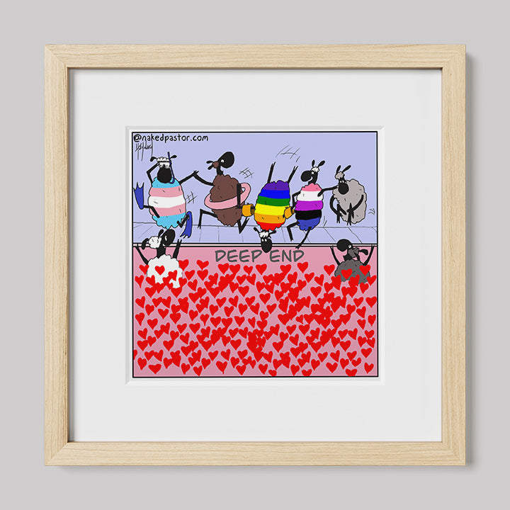 The Deep End of Love Cartoon Print-Cartoons-nakedpastor