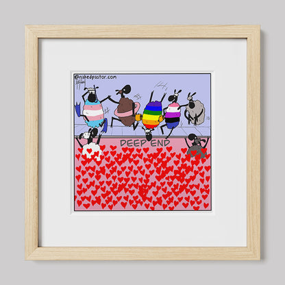 The Deep End of Love Cartoon Print-Cartoons-nakedpastor