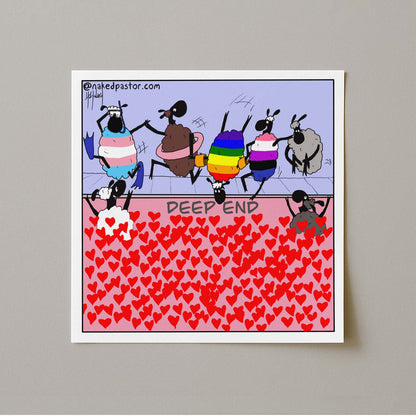 The Deep End of Love Cartoon Print-Cartoons-nakedpastor