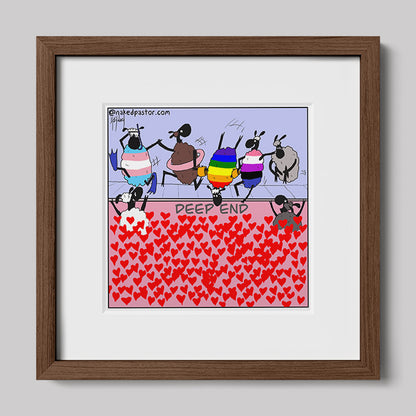 The Deep End of Love Cartoon Print-Cartoons-nakedpastor