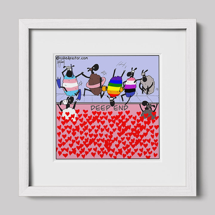 The Deep End of Love Cartoon Print-Cartoons-nakedpastor