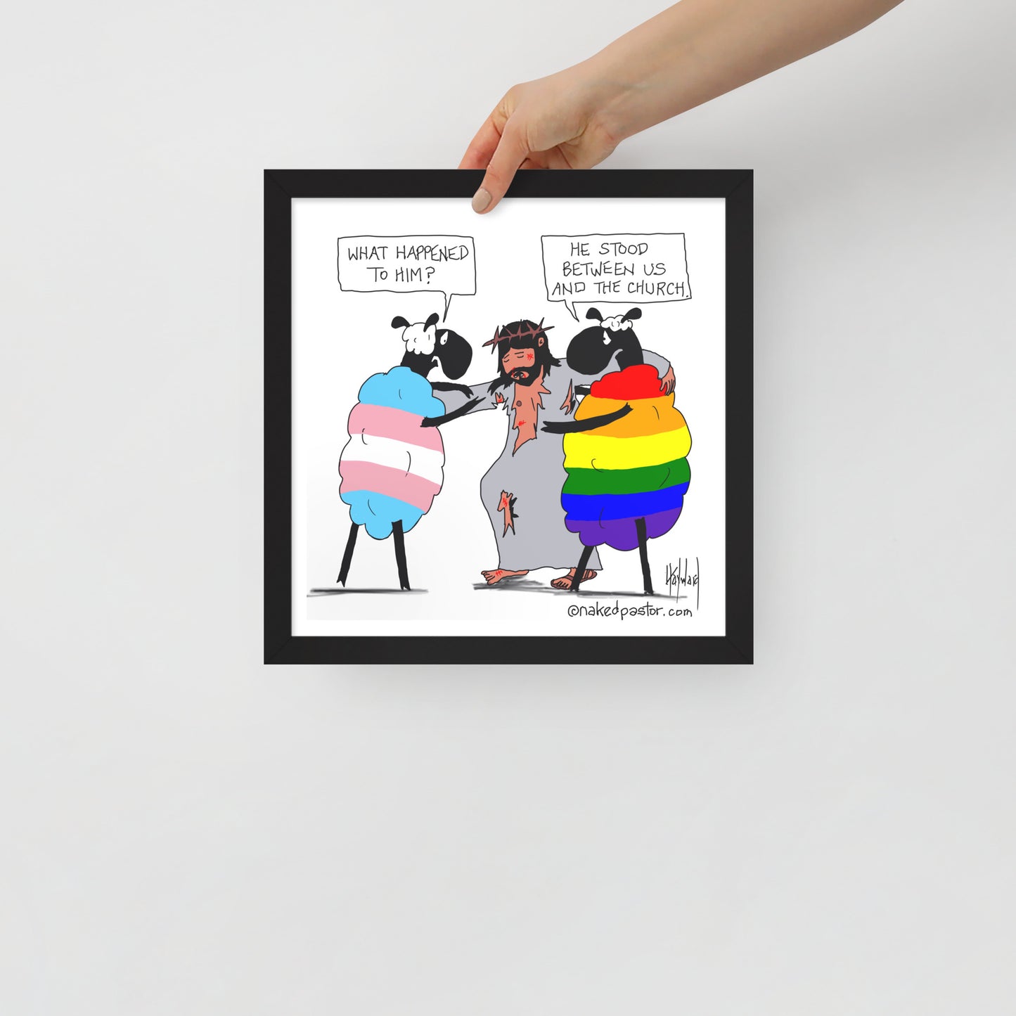 He Stood Between Me and the Church Cartoon Print-Cartoons-nakedpastor