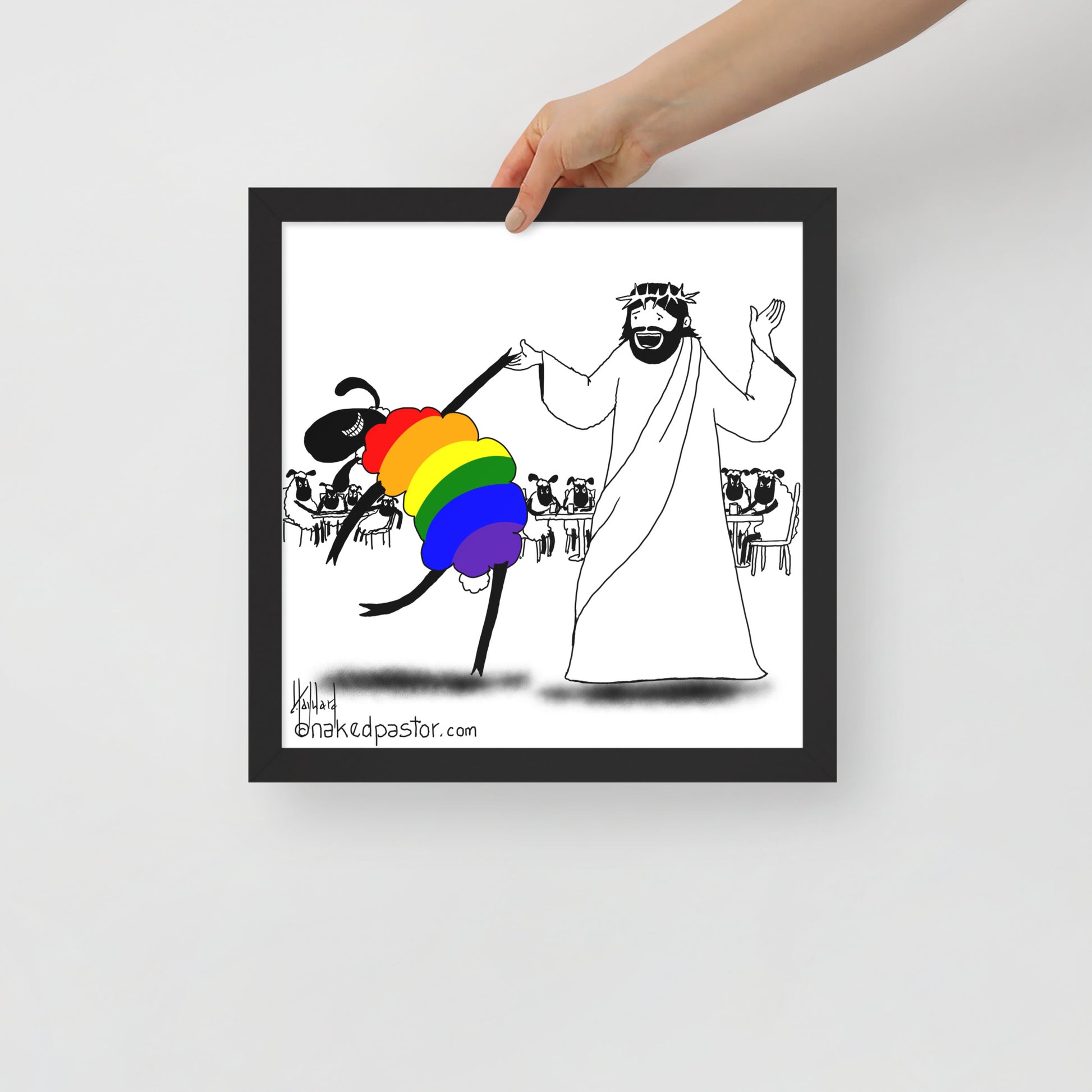 Jesus Dances with the LGBTQ Sheep Print-Queer Christian Art Prints-nakedpastor