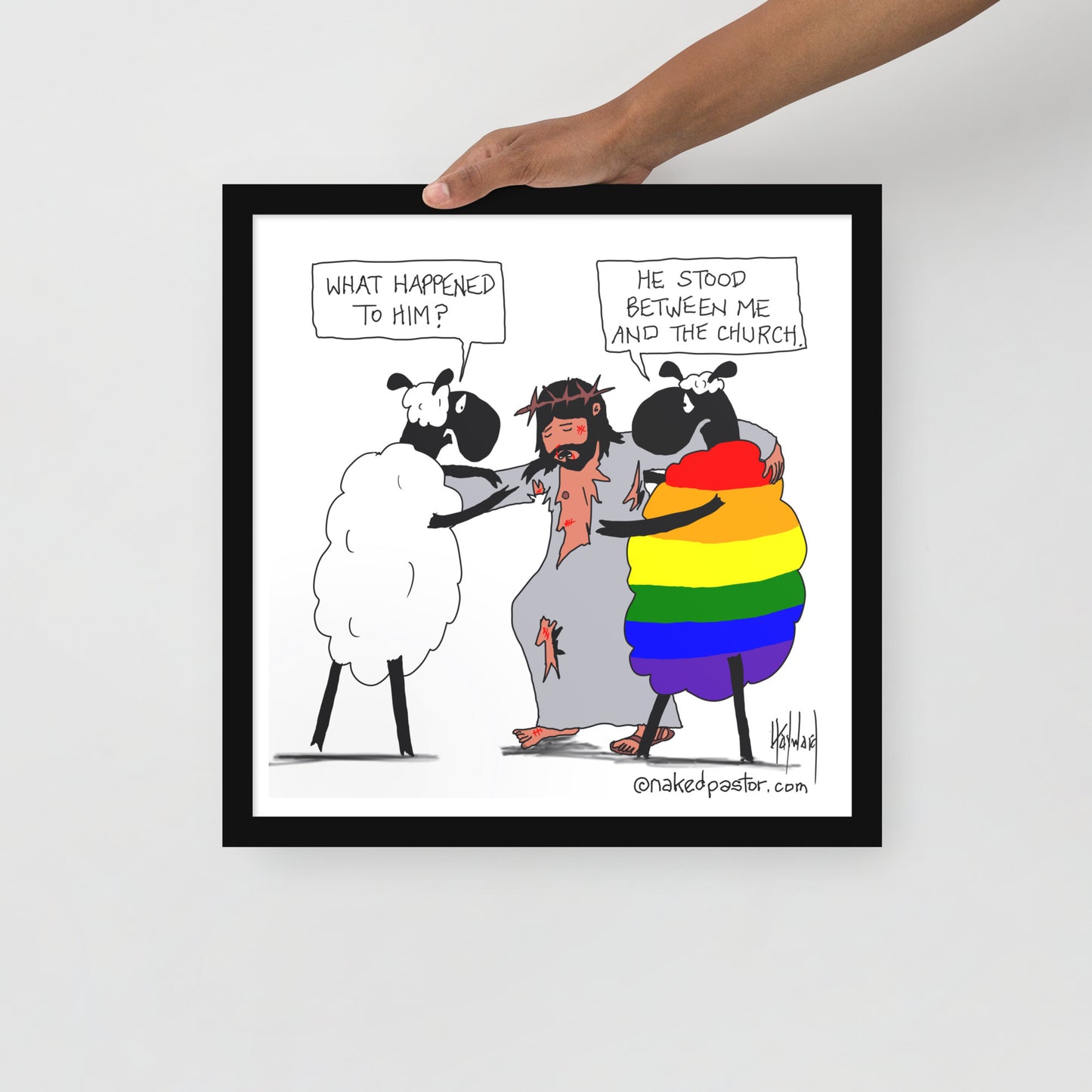 He Stood Between Me and the Church Cartoon Print-Cartoons-nakedpastor