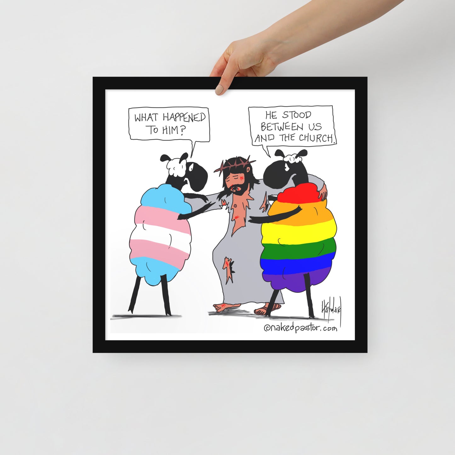 He Stood Between Me and the Church Cartoon Print-Cartoons-nakedpastor