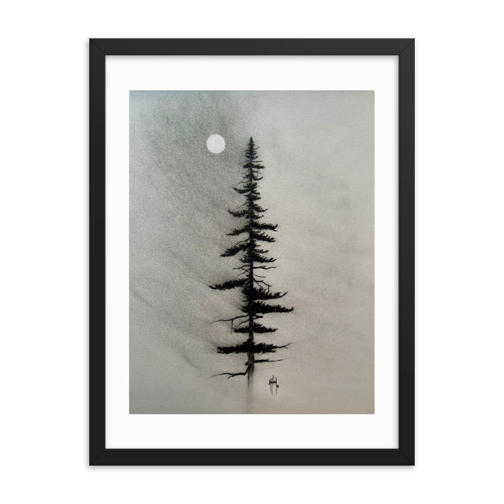 Drawing Print Charcoal Pine