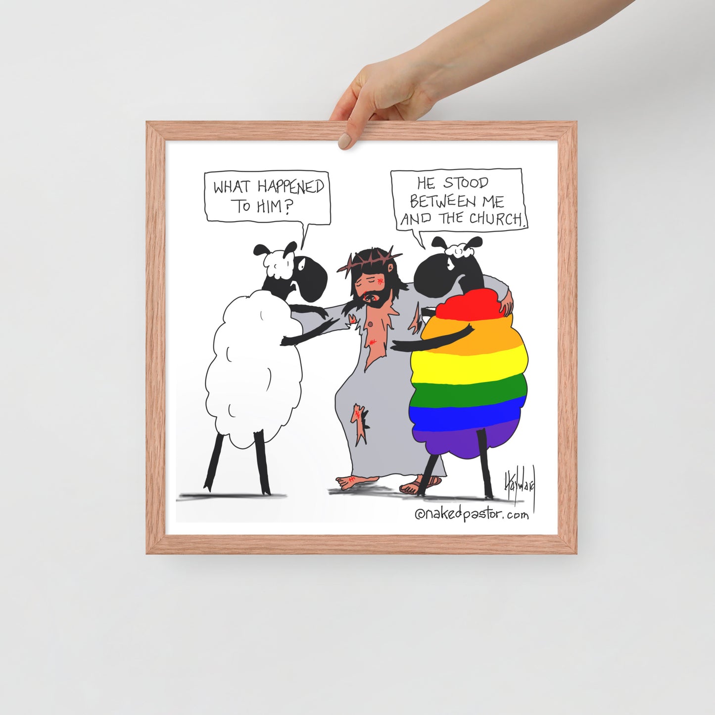 He Stood Between Me and the Church Cartoon Print-Cartoons-nakedpastor