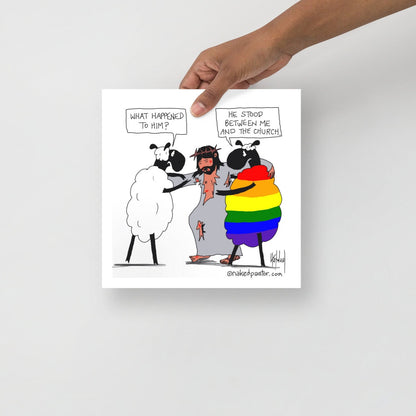 He Stood Between Me and the Church Cartoon Print-Cartoons-nakedpastor