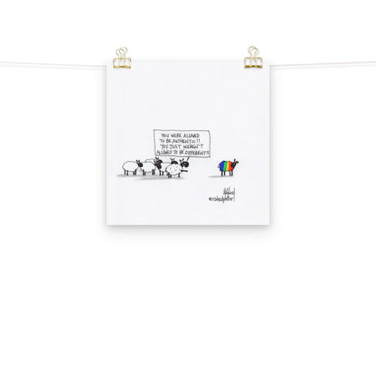 Authentic Means Different Cartoon Print