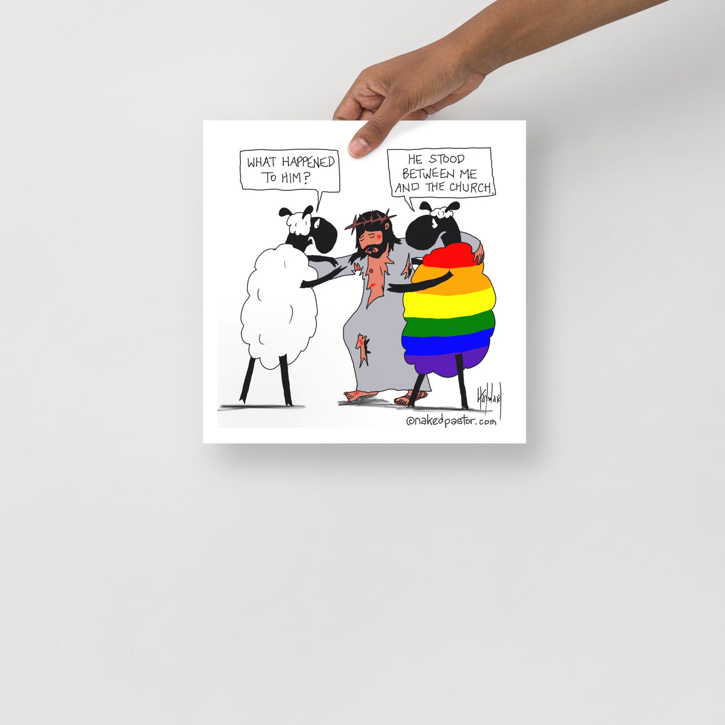 He Stood Between Me and the Church Cartoon Print-Cartoons-nakedpastor