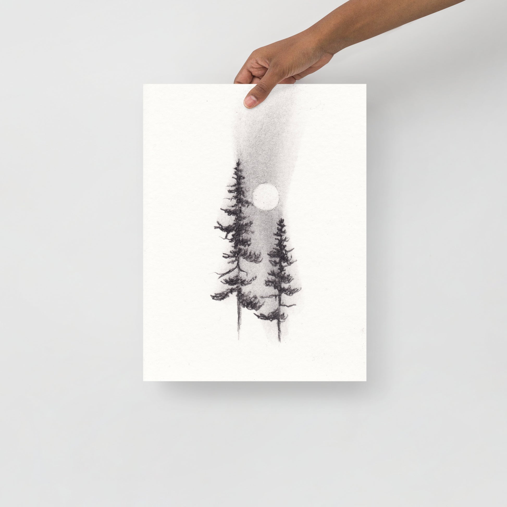 Two Pines Charcoal Drawing Print-Drawings-nakedpastor