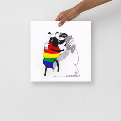 Jesus and the Rainbow Sheep Selfie Print-Cartoons-nakedpastor