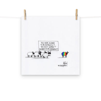 Authentic Means Different Cartoon Print