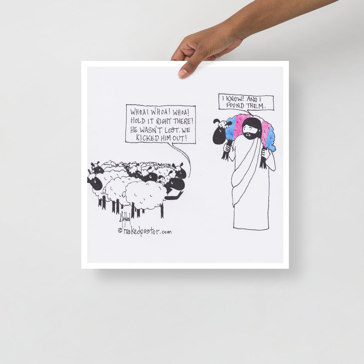 Lost Transgender Lamb - Choose Your Pronouns Print-Cartoons-nakedpastor