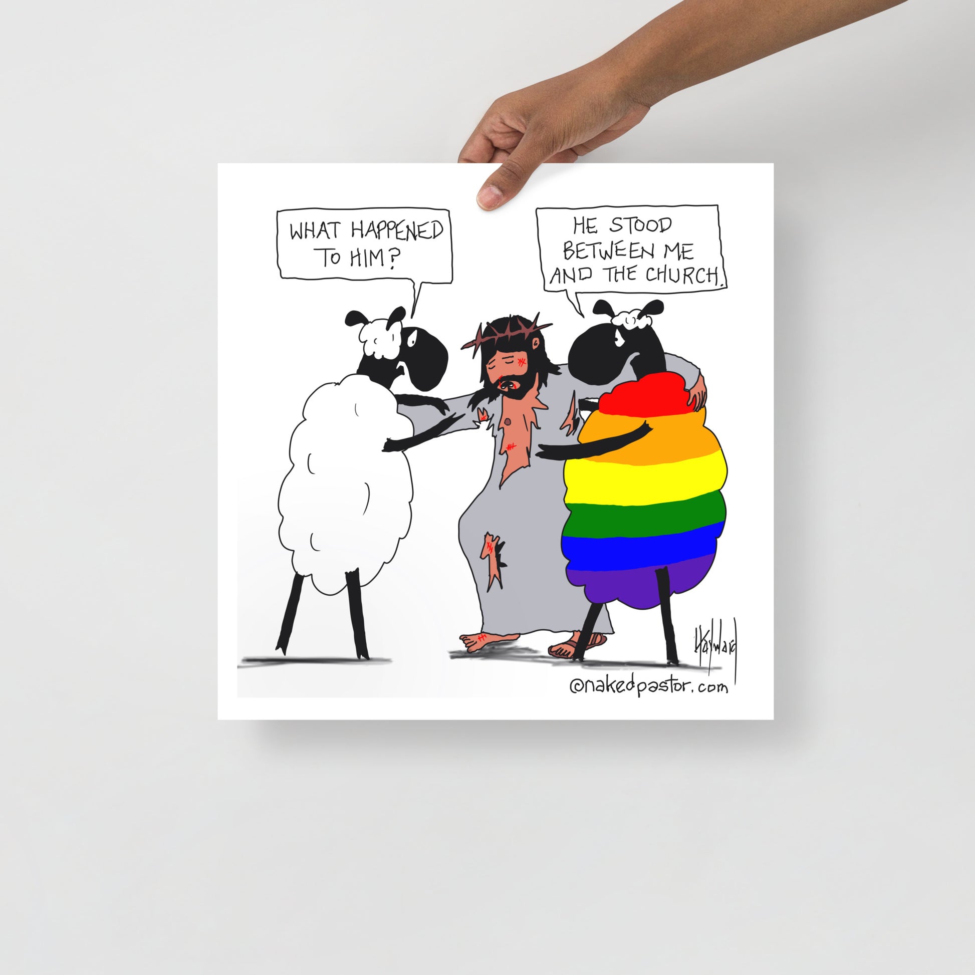 He Stood Between Me and the Church Cartoon Print-Cartoons-nakedpastor