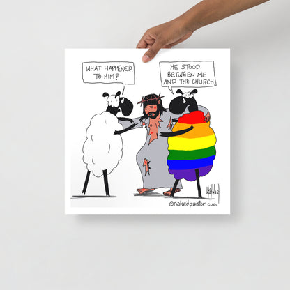 He Stood Between Me and the Church Cartoon Print-Cartoons-nakedpastor