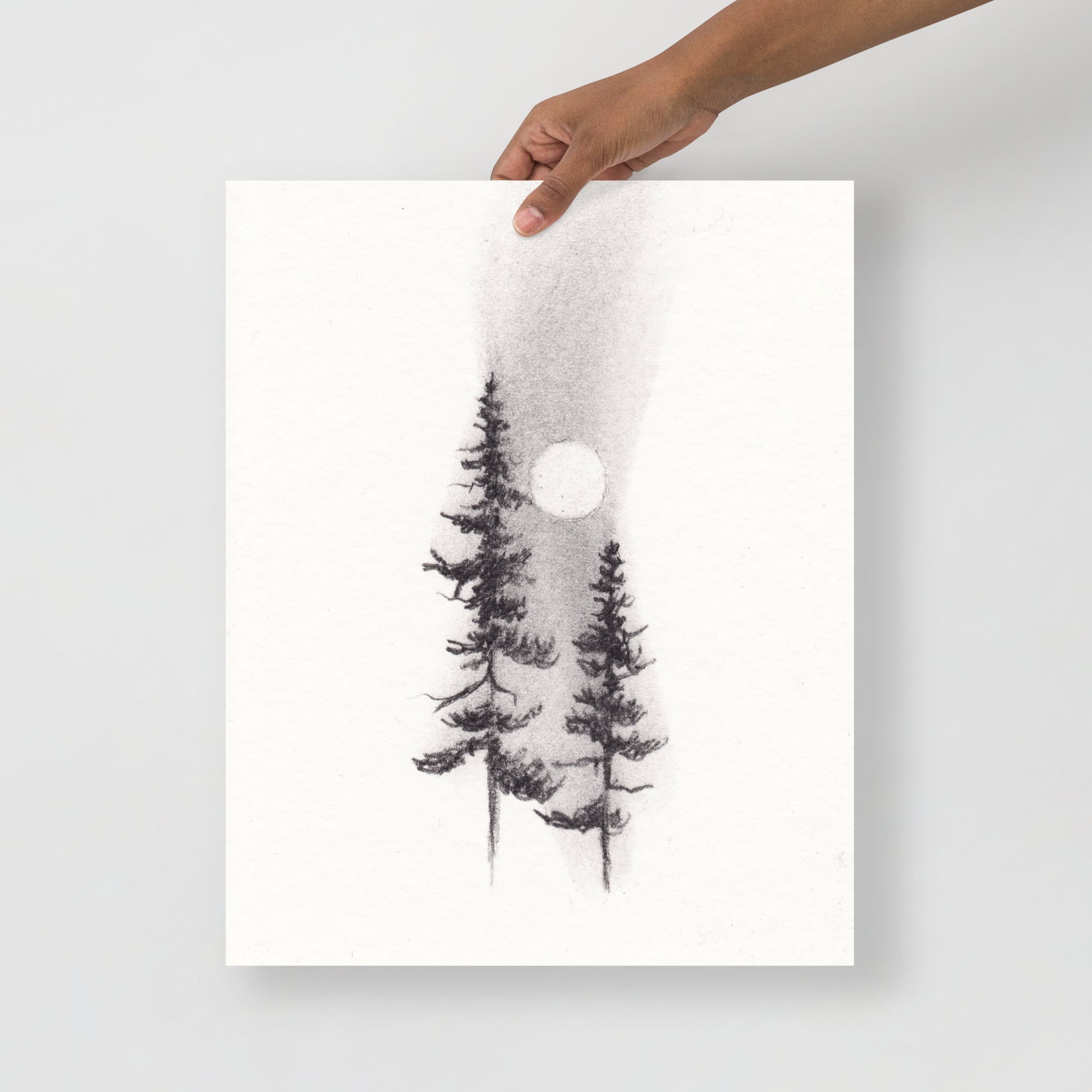 Two Pines Charcoal Drawing Print-Drawings-nakedpastor