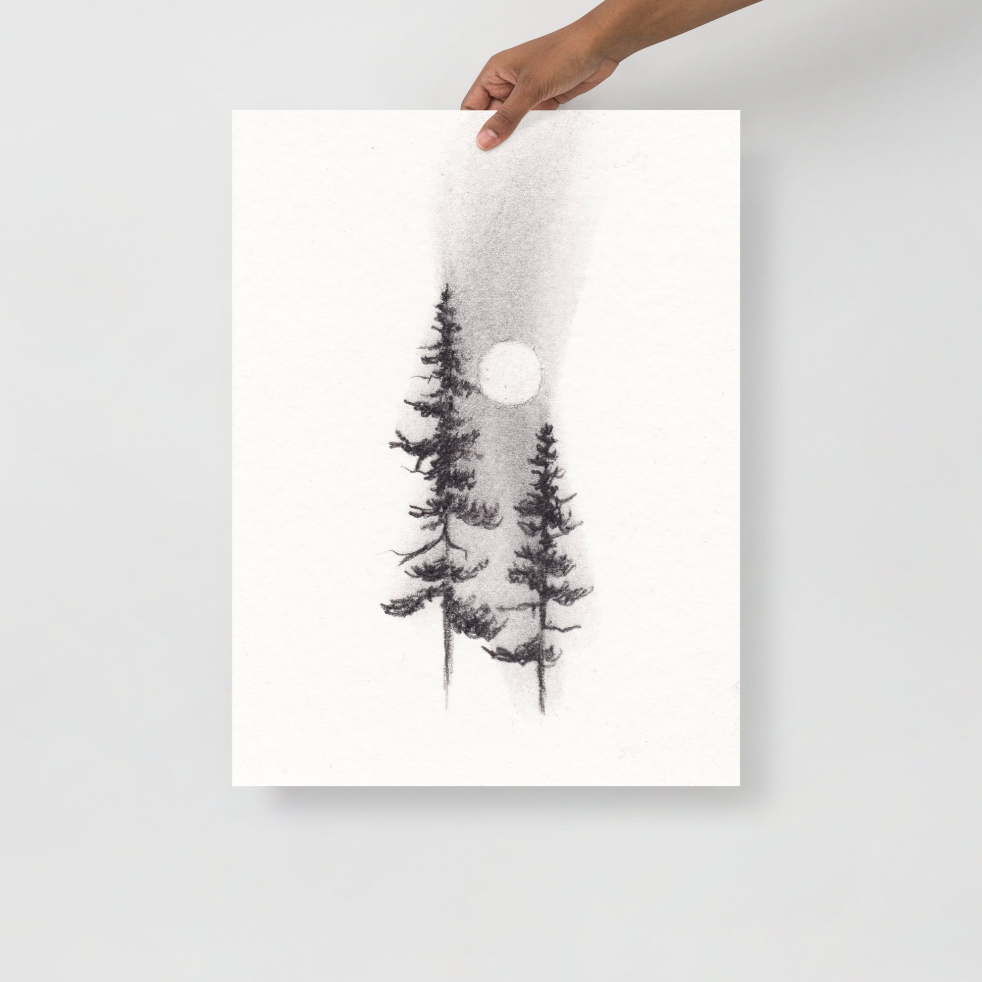 Two Pines Charcoal Drawing Print-Drawings-nakedpastor