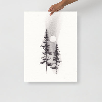 Two Pines Charcoal Drawing Print-Drawings-nakedpastor