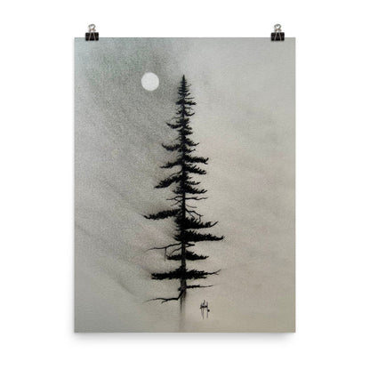Pine Charcoal Drawing Print