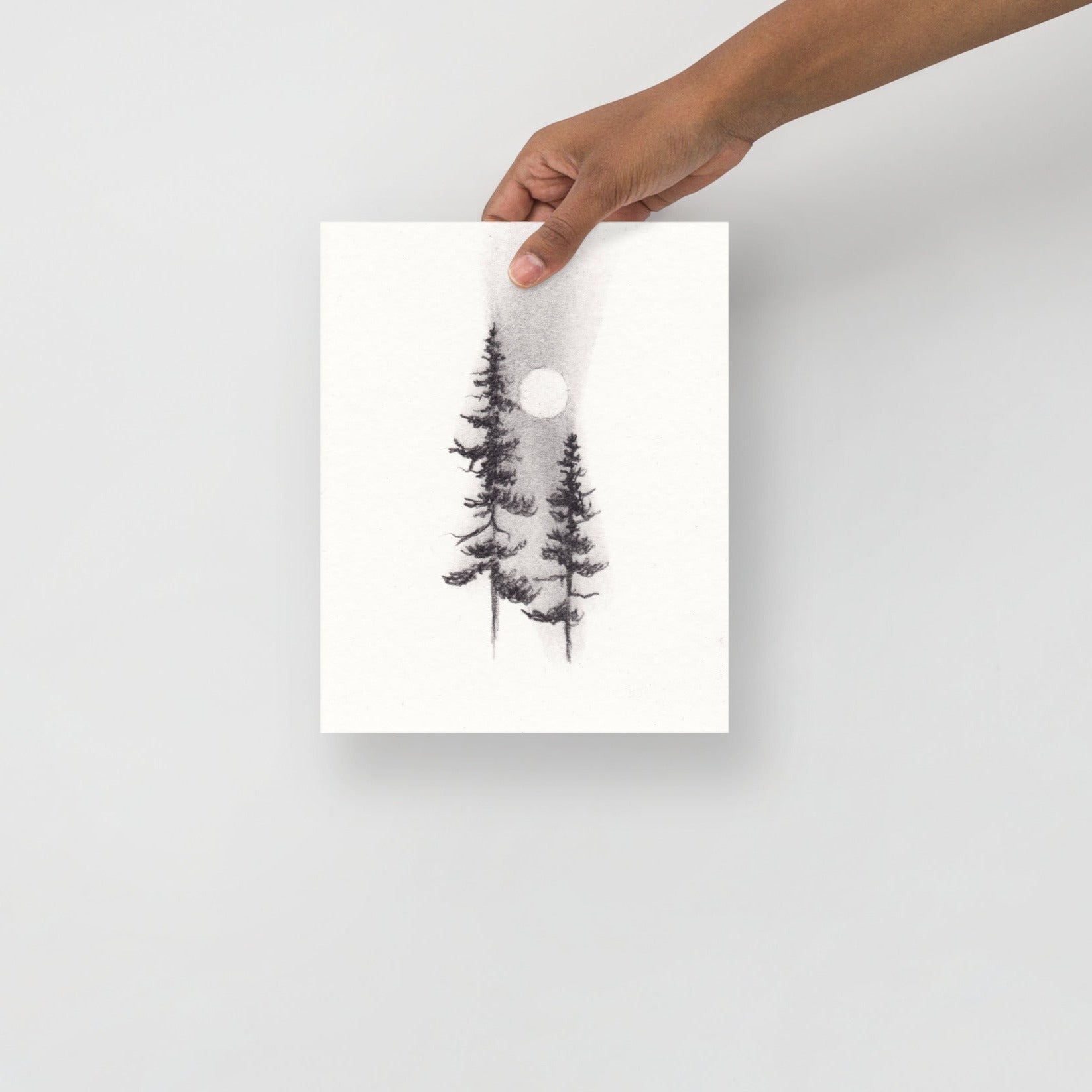 Two Pines Charcoal Drawing Print-Drawings-nakedpastor