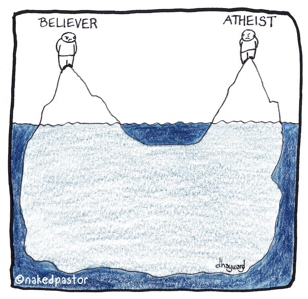 Believer Atheist Digital Cartoon - by nakedpastor