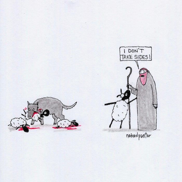 I Don't Take Sides Original Pencil Cartoon Drawing-Cartoons-nakedpastor