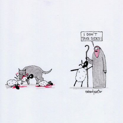 I Don't Take Sides Original Pencil Cartoon Drawing-Cartoons-nakedpastor