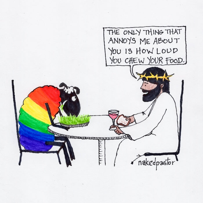 How Loud You Chew Your Food Original Cartoon Drawing-Cartoons-nakedpastor