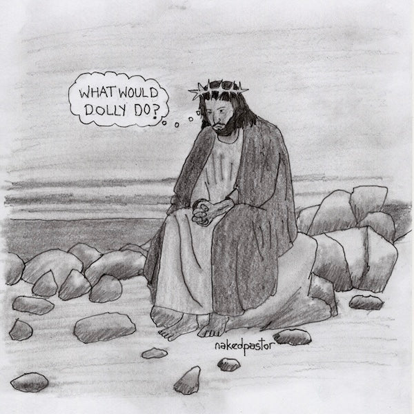 What Would Dolly Do? Original Pencil Cartoon Drawing-Cartoons-nakedpastor
