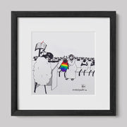 Jesus Covers the Rainbow Sheep's Ears Cartoon Print-Cartoons-nakedpastor