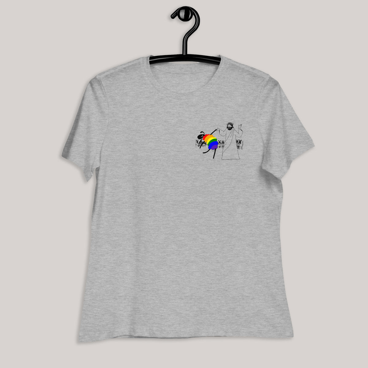 Jesus Dances with LGBTQ Sheep Fitted T-Shirt - by nakedpastor