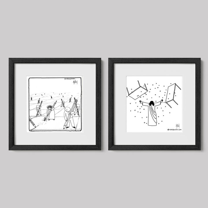 Jesus Disrupts the Script Art Print Set-Cartoons-nakedpastor