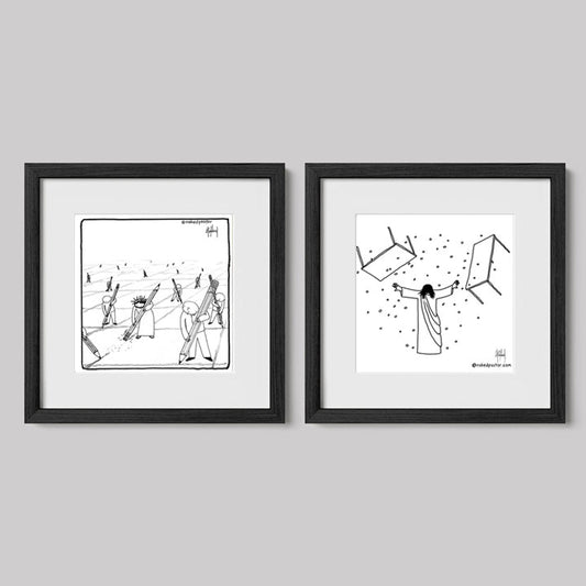 Jesus Disrupts the Script Art Print Set-Cartoons-nakedpastor