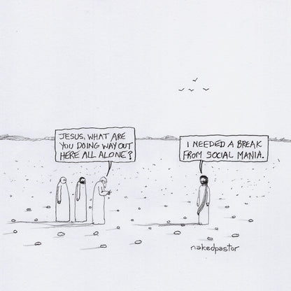 Jesus and Social Mania Original Pencil Cartoon Drawing-Cartoons-nakedpastor