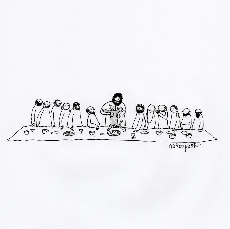 Last Supper Cat Digital Cartoon-Cartoons-nakedpastor