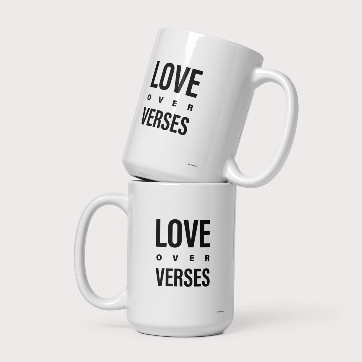 Love Over Verses White Glossy Mug - by nakedpastor