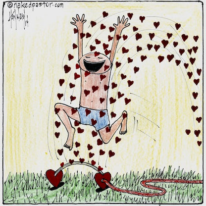 Love Yourself Sprinkler of Love Boy Original Cartoon Drawing