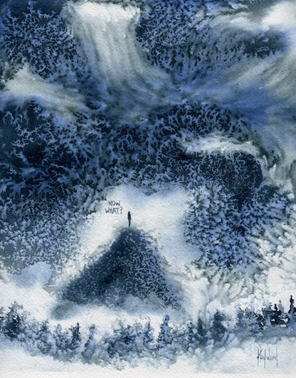 Now What? Original Indigo Watercolour on Paper