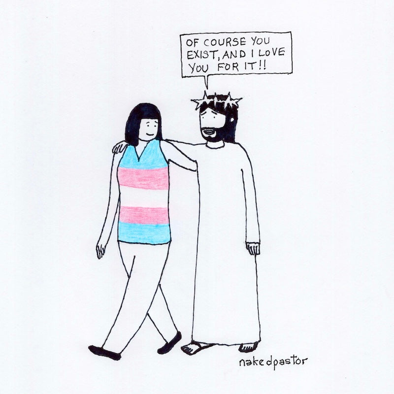 Of Course You Exist Original Cartoon Drawing-Cartoons-nakedpastor
